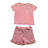 Please Completo Tinta Unita T-Shirt-Short Rosa Per Neonata