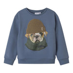 NAME.IT felpa chiusa girocollo tinta unita con stampa in contrasto Blu per Bambino 13236357 BLU NAME.IT 