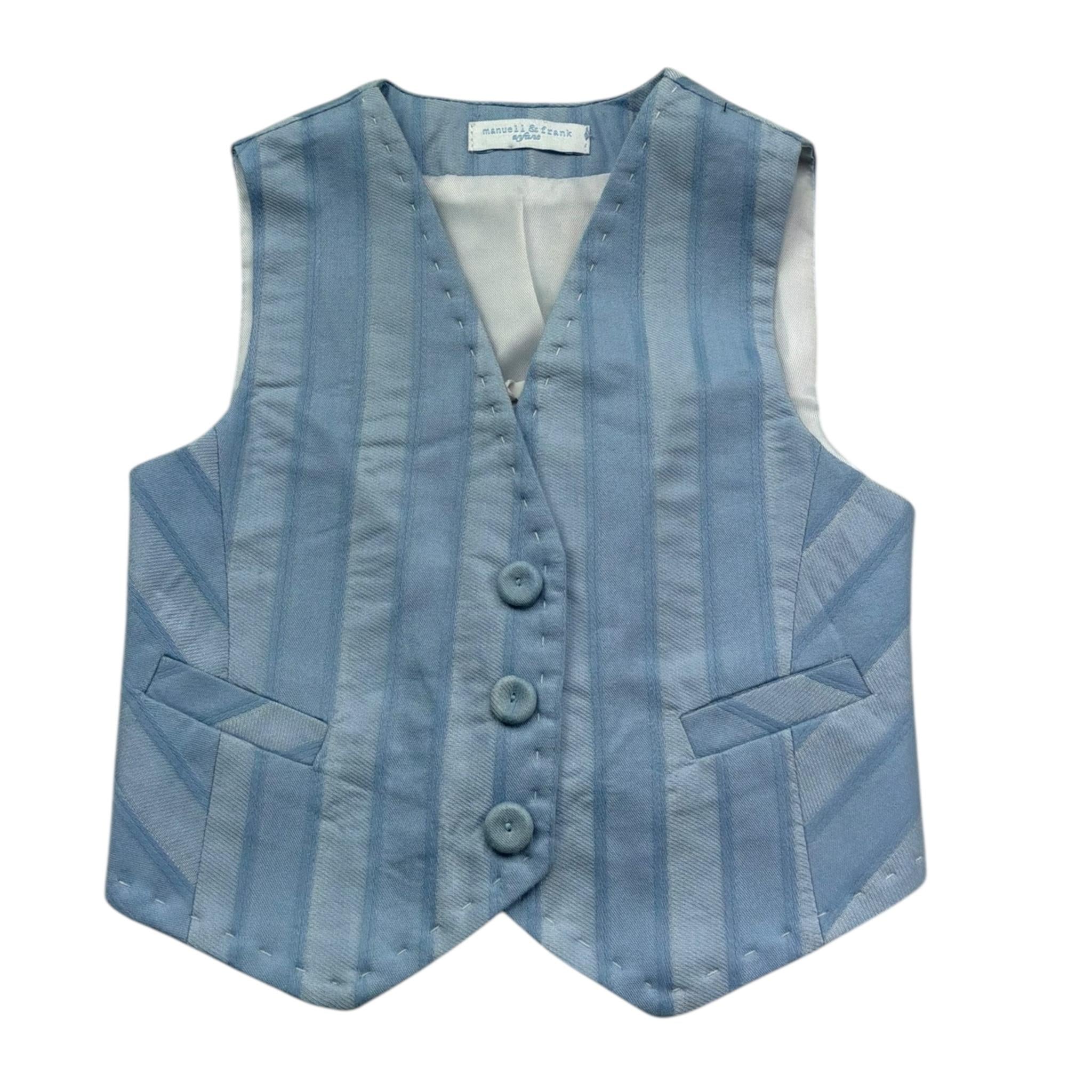 Manuel & Frank Gilet Tinta Unita con Fantasia A Righe per Neonato MF5116I AZZURRO MANUEL & FRANK 