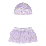 Monnalisa Set Gonna-Cuffia Tinta Unita per Bambina 39C051J LILLA MONNALISA 