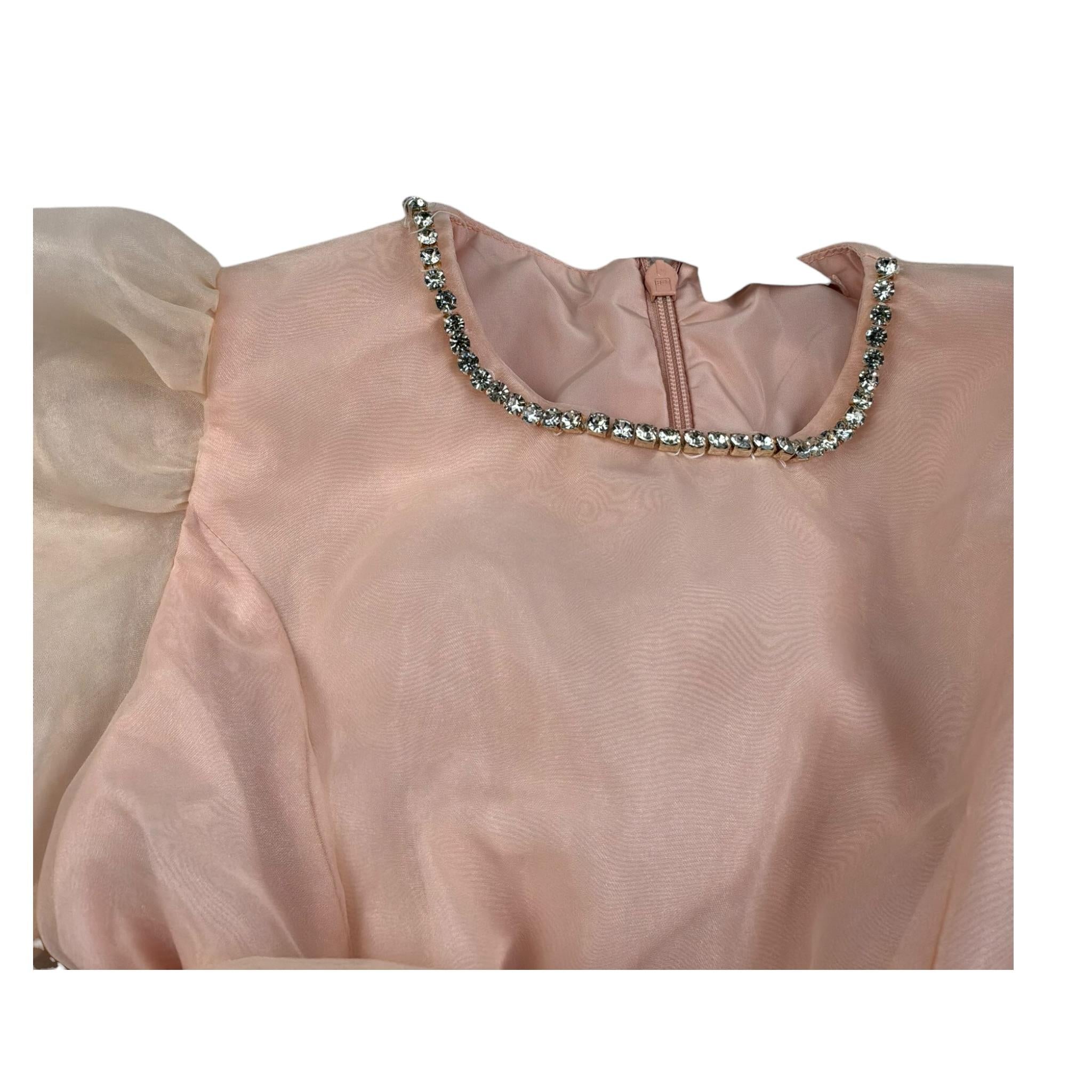 Miss Grant Abito Mezza Manica Tinta Unita per Bambina MG1333 PESCA MISS GRANT 