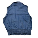 Liu Jo Camicia Giromanica In Denim Tinta Unita Blu Per Bambina