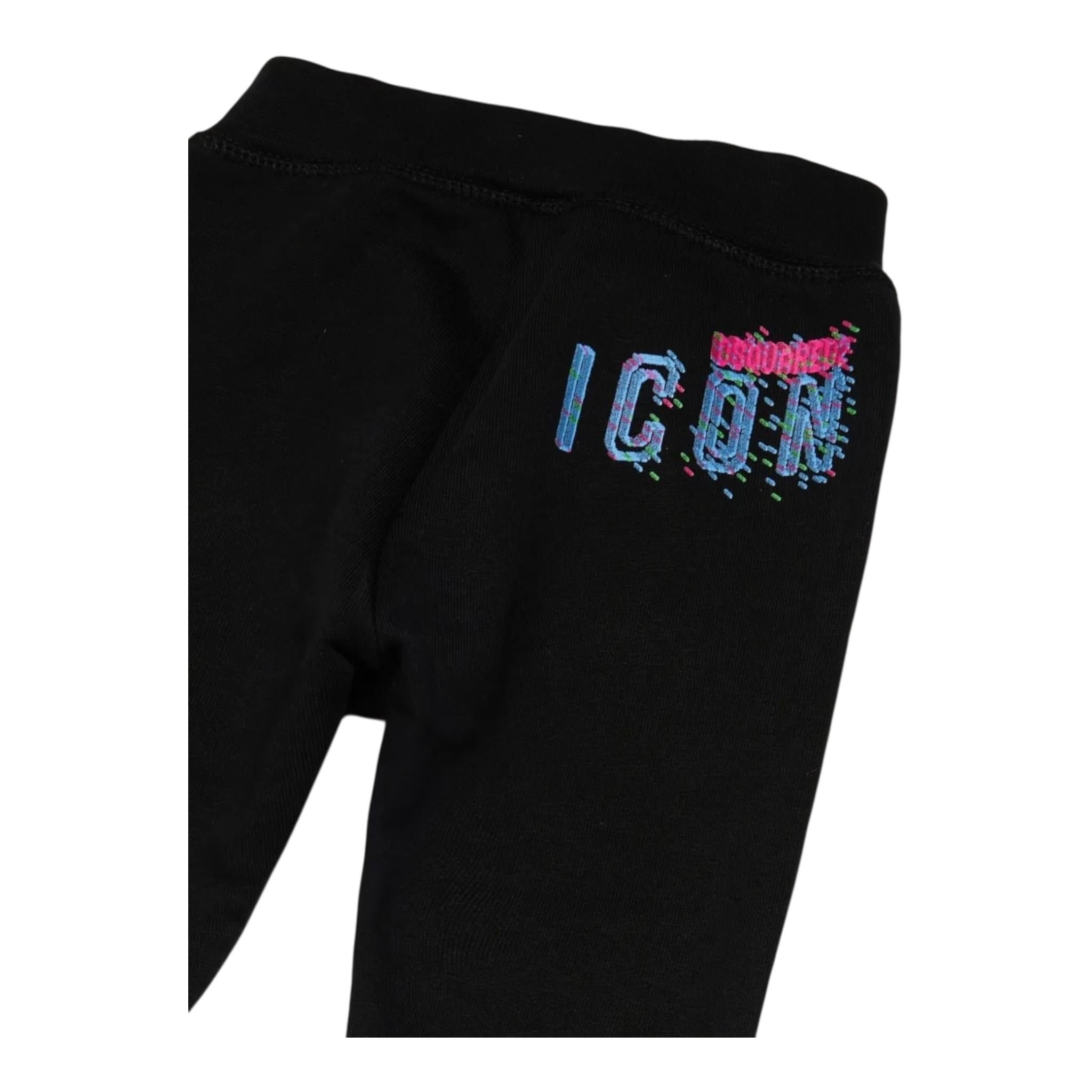 DSQUARED2 pantalone tuta tinta unita con logo Nero per Bambino DQ2056J NERO DSQUARED2 