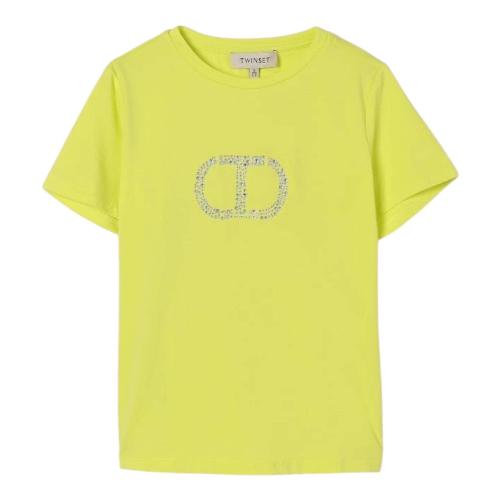 Twinset T-Shirt Girocollo Tinta Unita con Stampa per Bambina 251GJ2485JX GIALLO TWINSET 