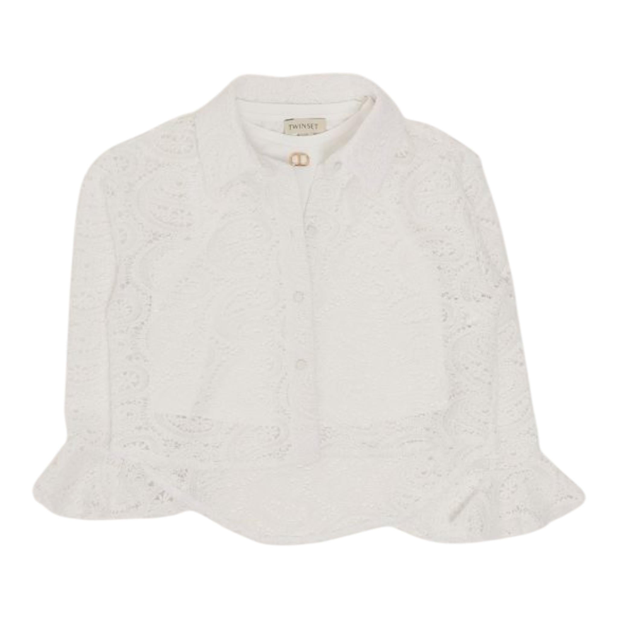Twinset Set Camicia-Canotta Tinta Unita Traforata per Bambina 251GJ2QR0 BIANCO TWINSET 