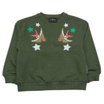 JOHN RICHMOND felpa chiusa girocollo tinta unita con ricami Verde per Bambina RGA25127FE VERDE JOHN RICHMOND 