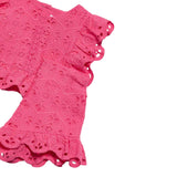 Abel & Lula Completo 2 Pezzi Traforato Top-Short per Bambina 5218 SALMONE ABEL & LULA 