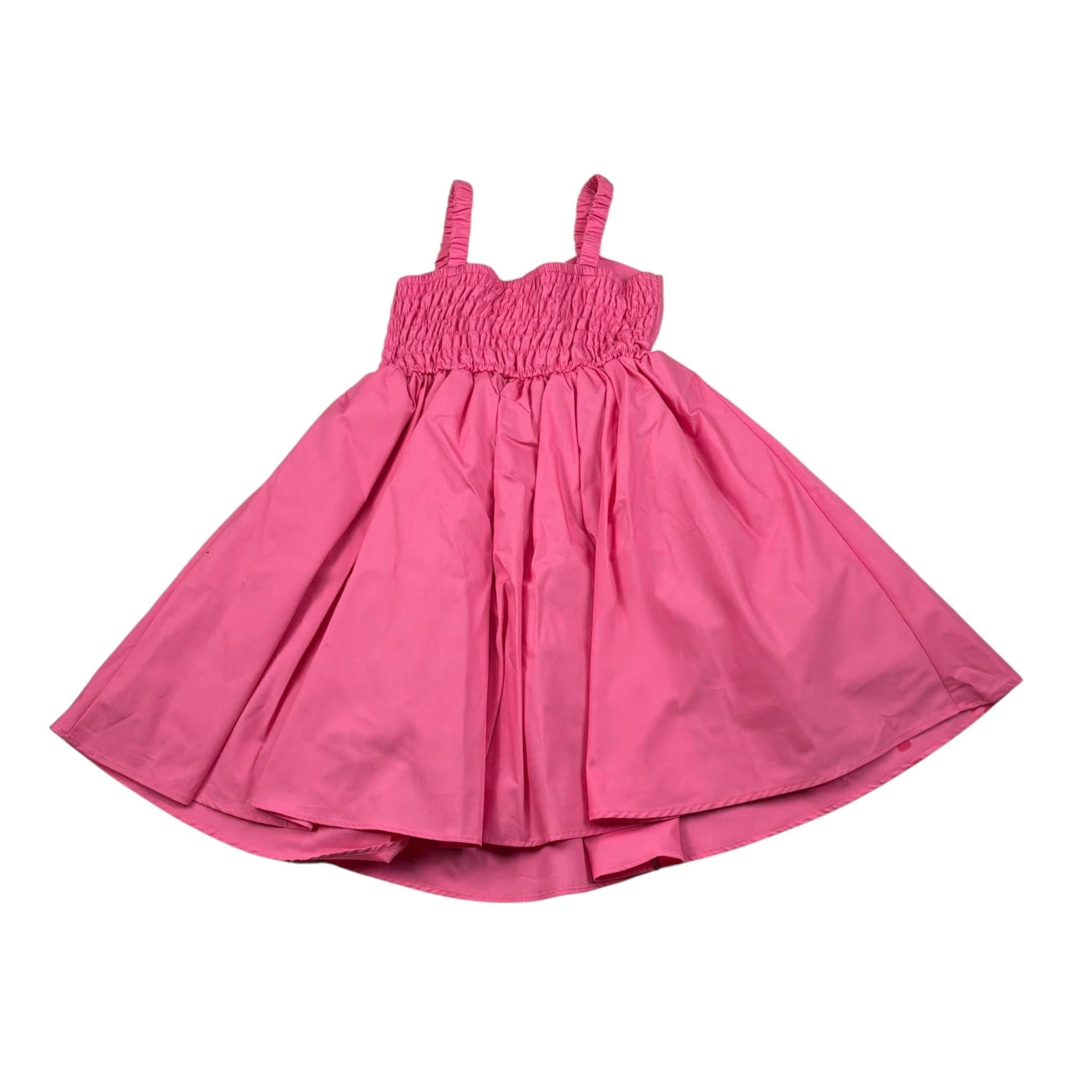 M+E' Abito Giromanica tinta unita con Fiocco Rosa per Bambina UE1398 ROSA M+E' 