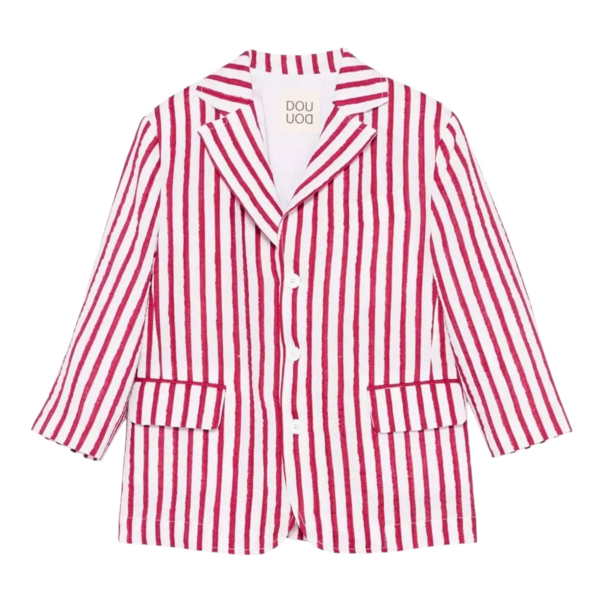 Dou Dou Giacca Tinta Unita con Fantasia A Righe per Bambina DW2P34X BIANCO DOU DOU 