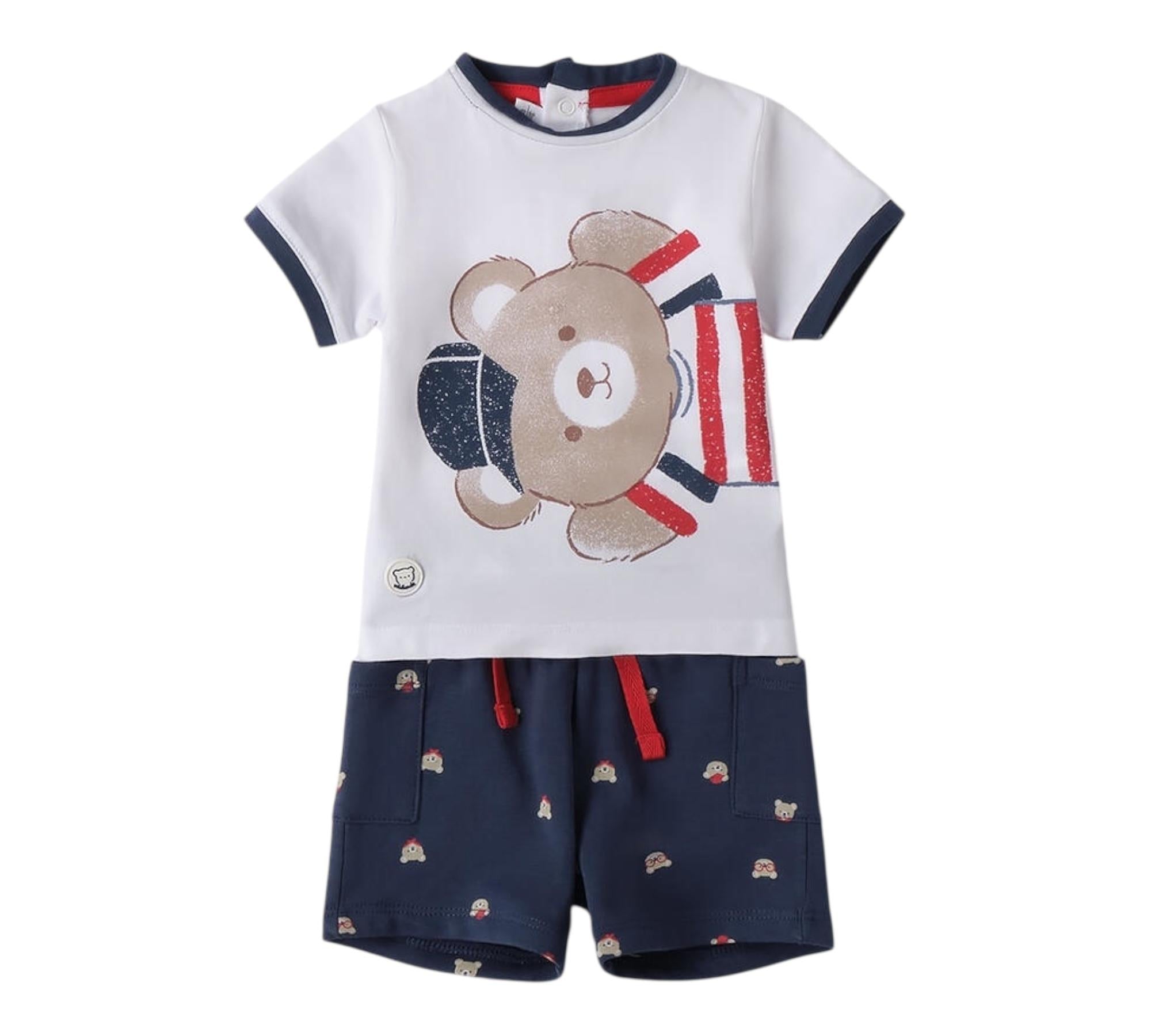 Minibanda Completo 2 Pezzi T-Shirt-Bermuda per Neonato 3B634 BIANCO/BLU MINIBANDA 