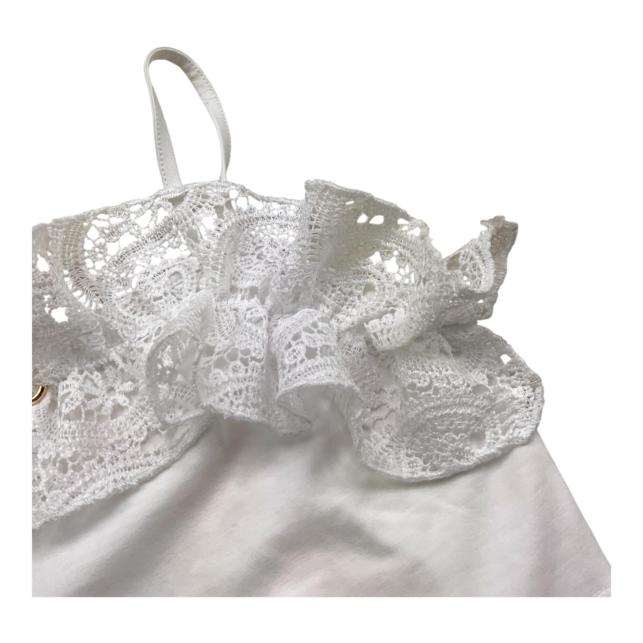 Twinset Top A Bretelle Tinta Unita con Ricami per Bambina 251GJ2QR5 BIANCO TWINSET 