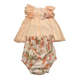 Barcellino Completo 2 Pezzi Abito-Culotte Bicolore  per Neonata 121505 PESCA BARCELLINO 