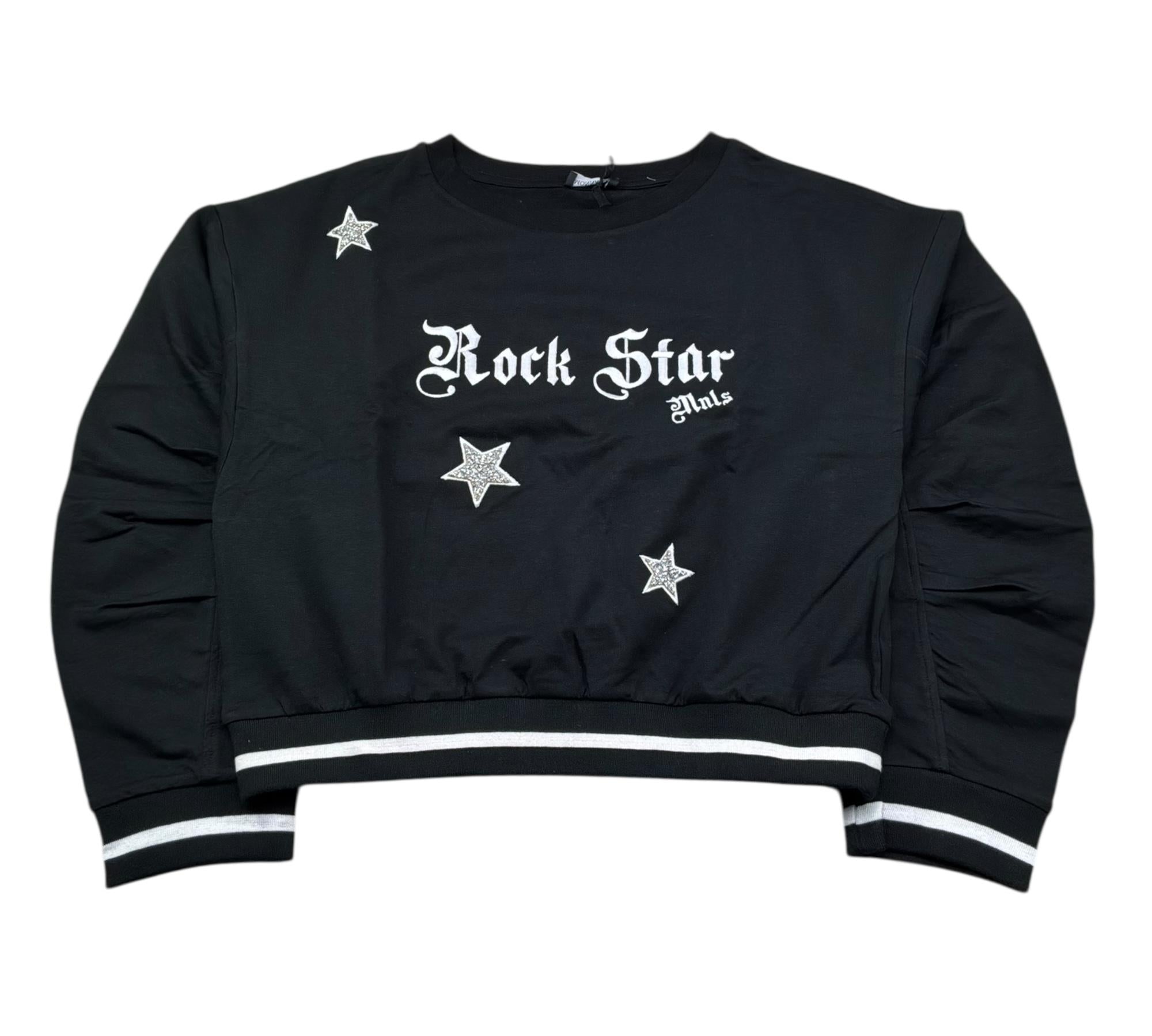 Monnalisa Felpa Chiusa Girocollo Tinta Unita con Stampa per Bambina 499609 NERO MONNALISA 