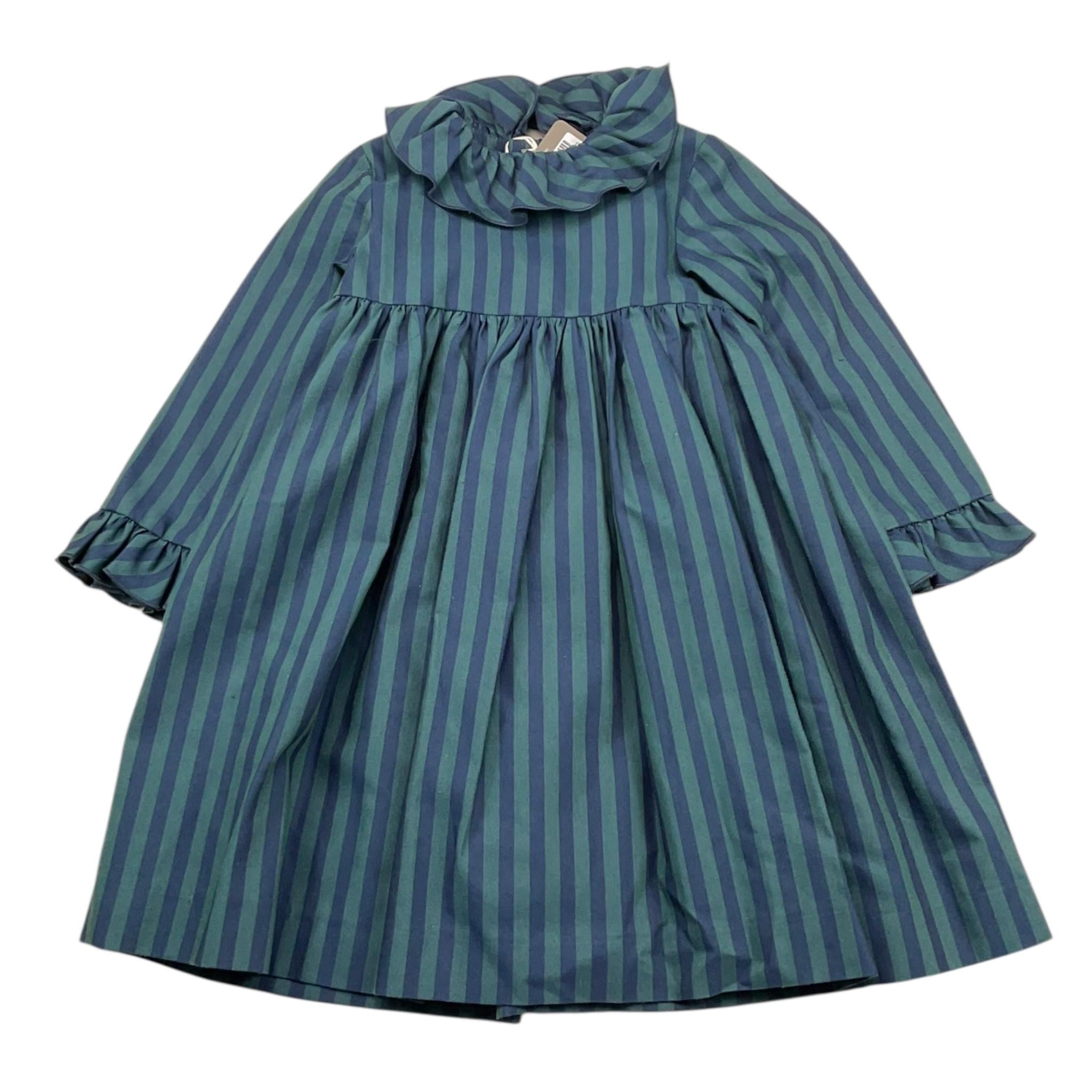 LITTLE BEAR abito tinta unita con fantasia a righe Verde per Bambina 7215 VERDE LITTLE BEAR 