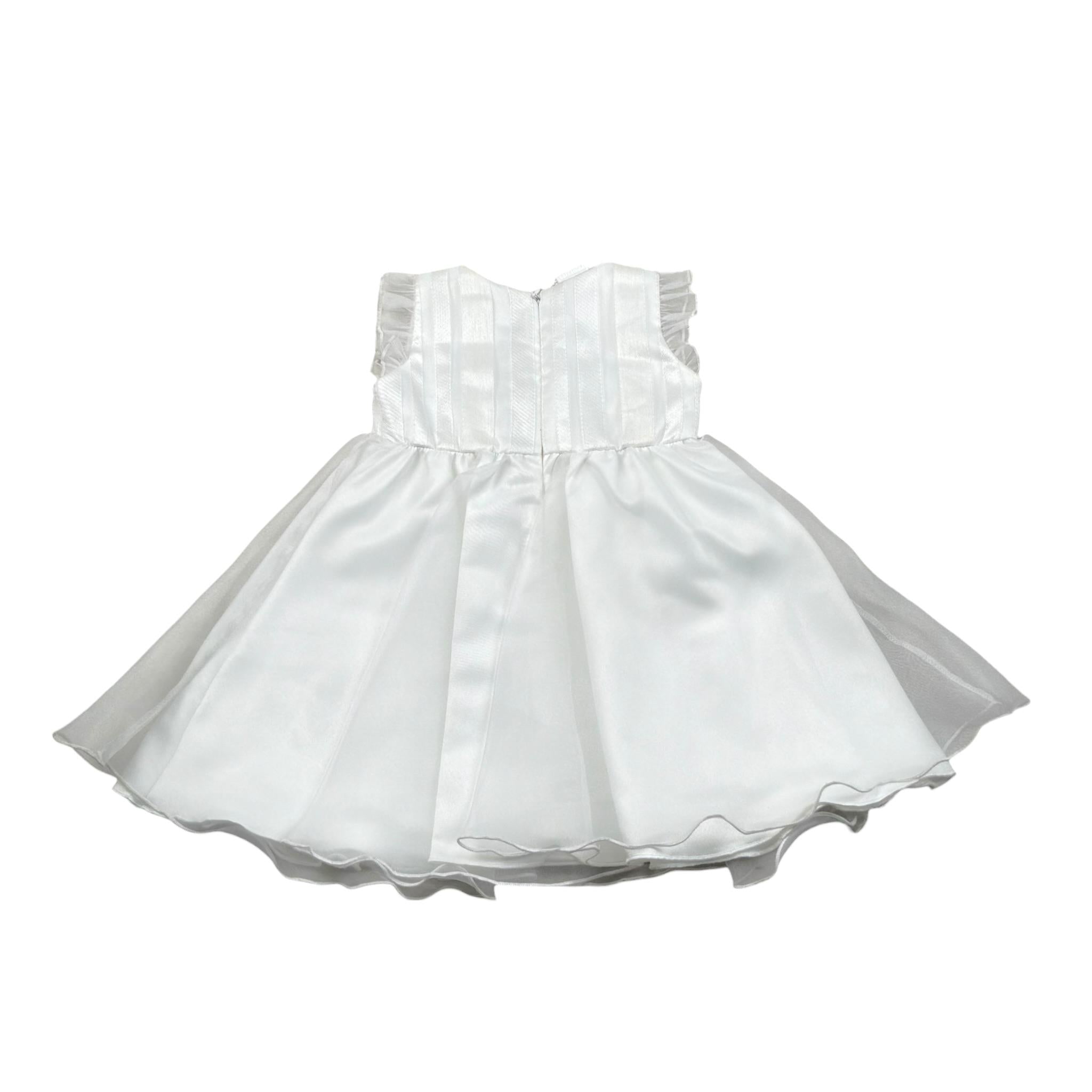 Barcellino Abito Cerimonia Tinta Unita con Applicazioni per Neonata 92611 BIANCO BARCELLINO 