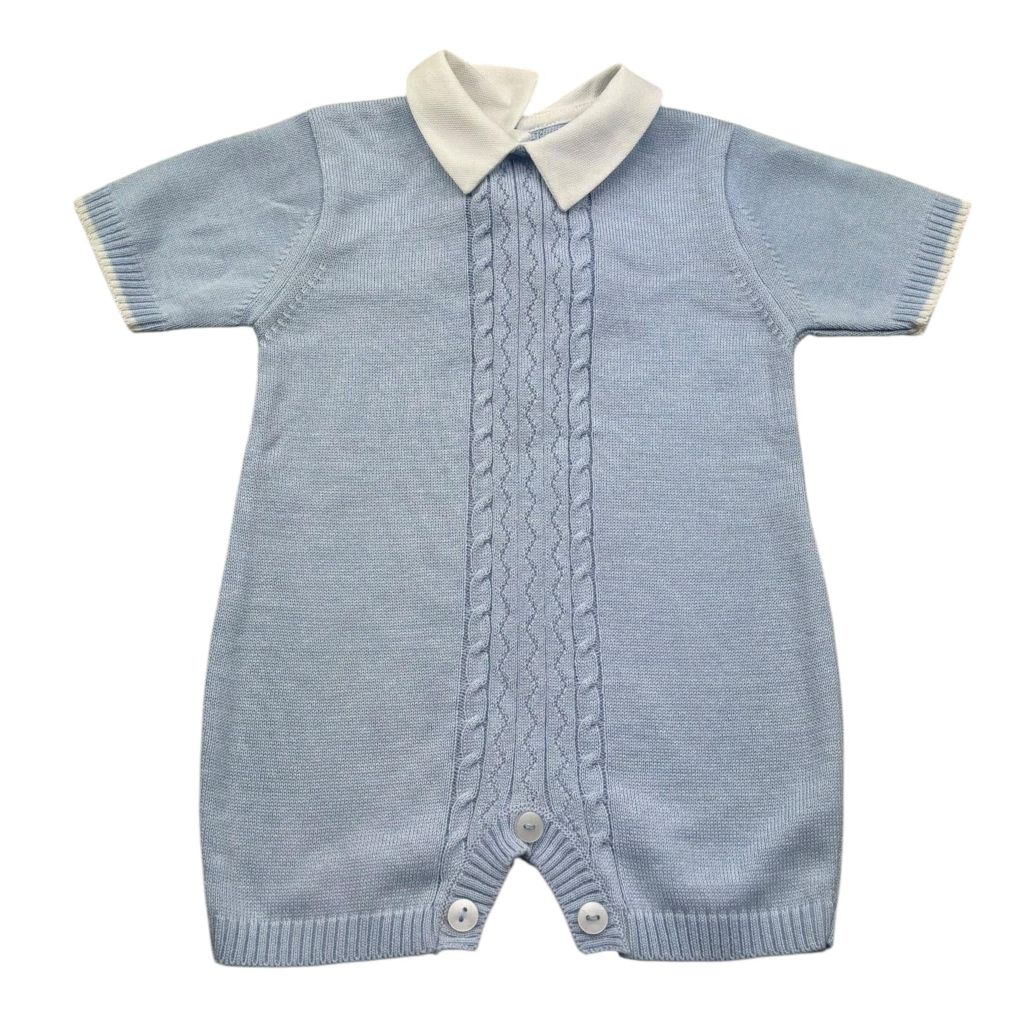 Isabel & Martinez Pagliaccetto Mezza Manica Tinta Unita con Ricami per Neonato IM25N528 AZZURRO ISABEL & MARTINEZ 