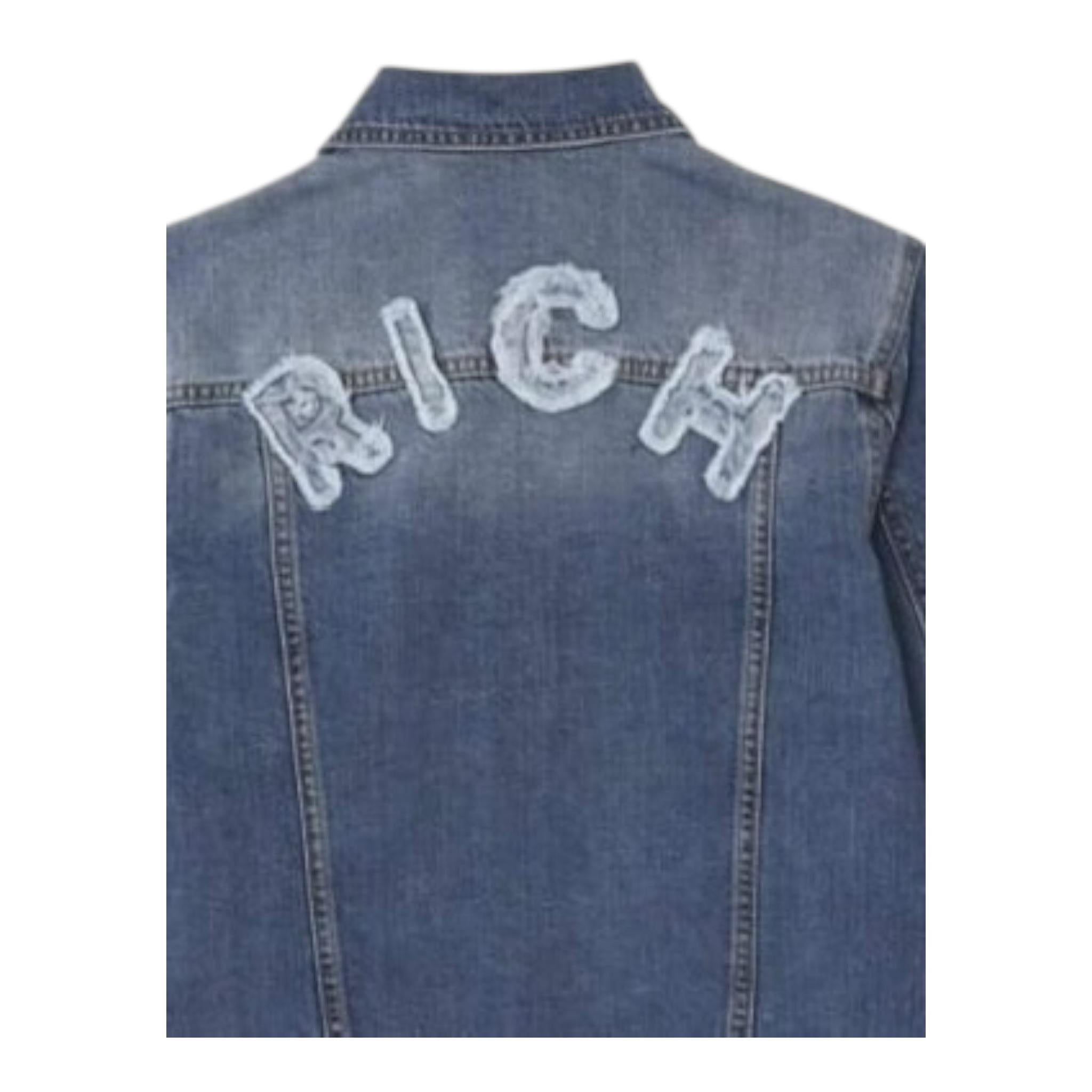 John Richmond Giubbino In Denim Tinta Unita con Stampa per Bambino RBP25156GB BLU JOHN RICHMOND 