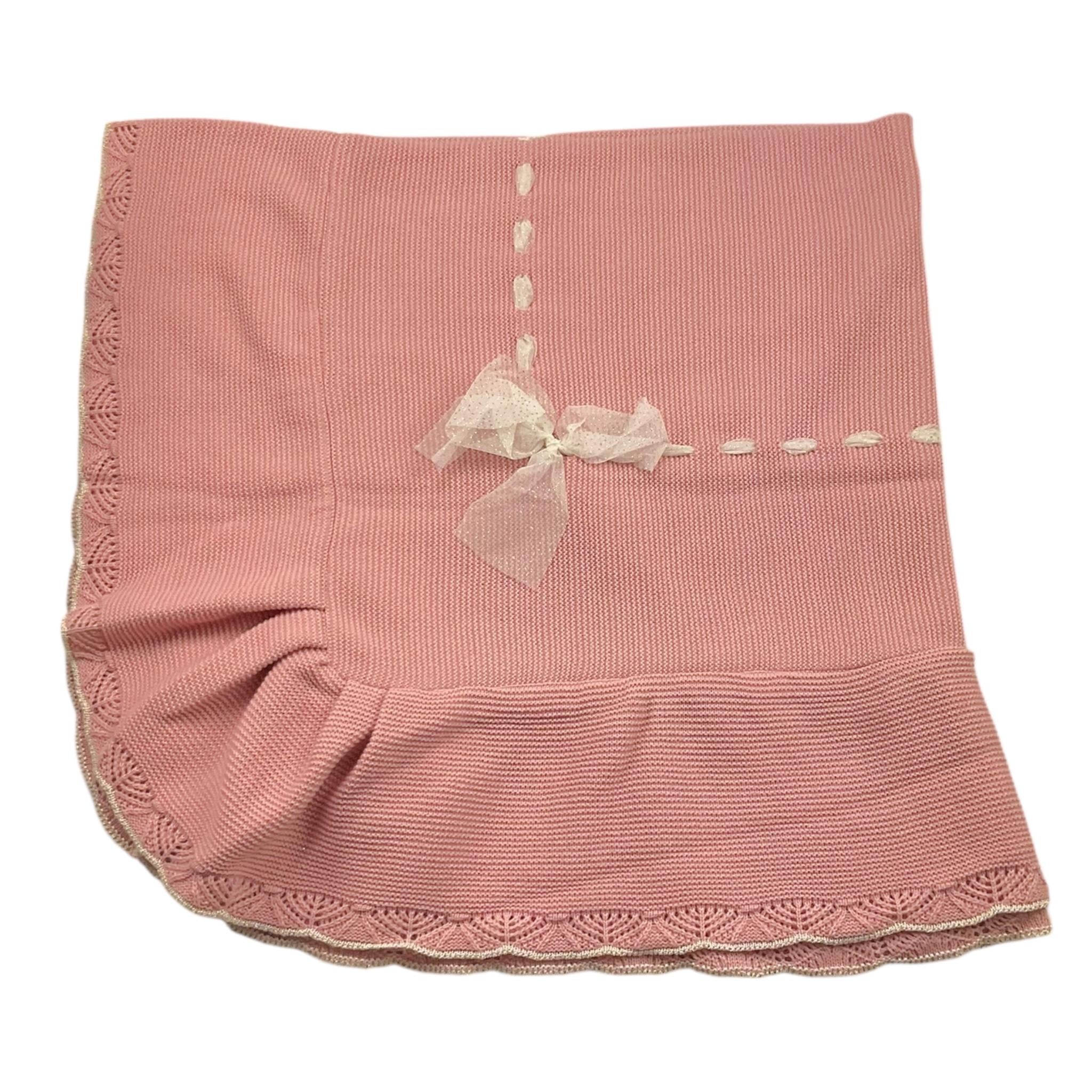 MAC ILUSIO'N coperta tinta unita con fiocco Rosa per Neonata TO84 ROSA MAC ILUSIO'N 