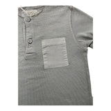 Teddy E Minou T-Shirt Tinta Unita Con Bottoni E Taschino Grigio Per Neonato