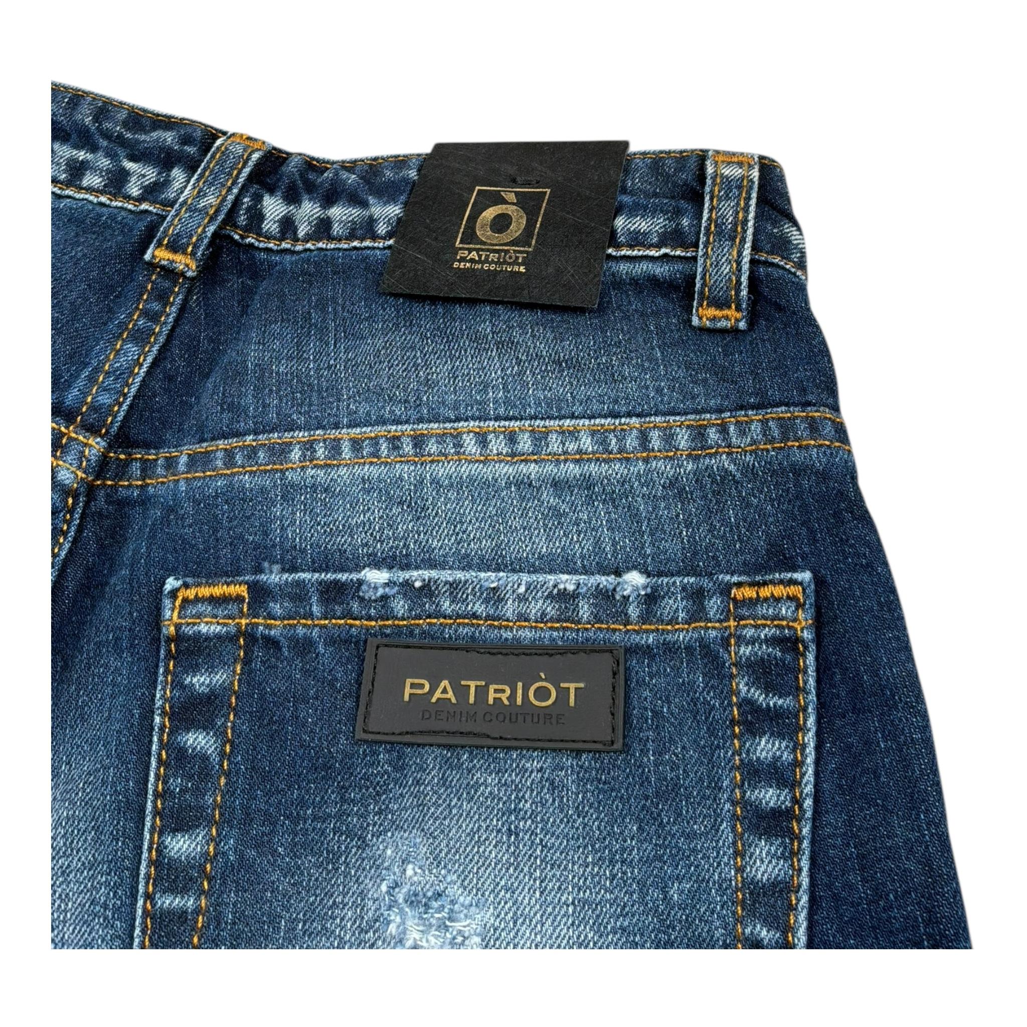 Patriot Bermuda In Denim Tinta Unita con Strappi per Bambino PBC1409 BLU PATRIOT 