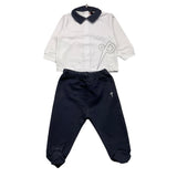 Cesare Paciotti Completo 2 Pezzi Shirt-Ghettina Bicolore Bianco/Blu Per Neonato