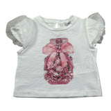 M+E' T-Shirt Girocollo Tinta Unita con Stampa per Neonata UE1856X BIANCO M+E' 