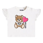 Moschino T-Shirt Girocollo Tinta Unita con Stampa Orso per Neonata MDM03 BIANCO MOSCHINO 