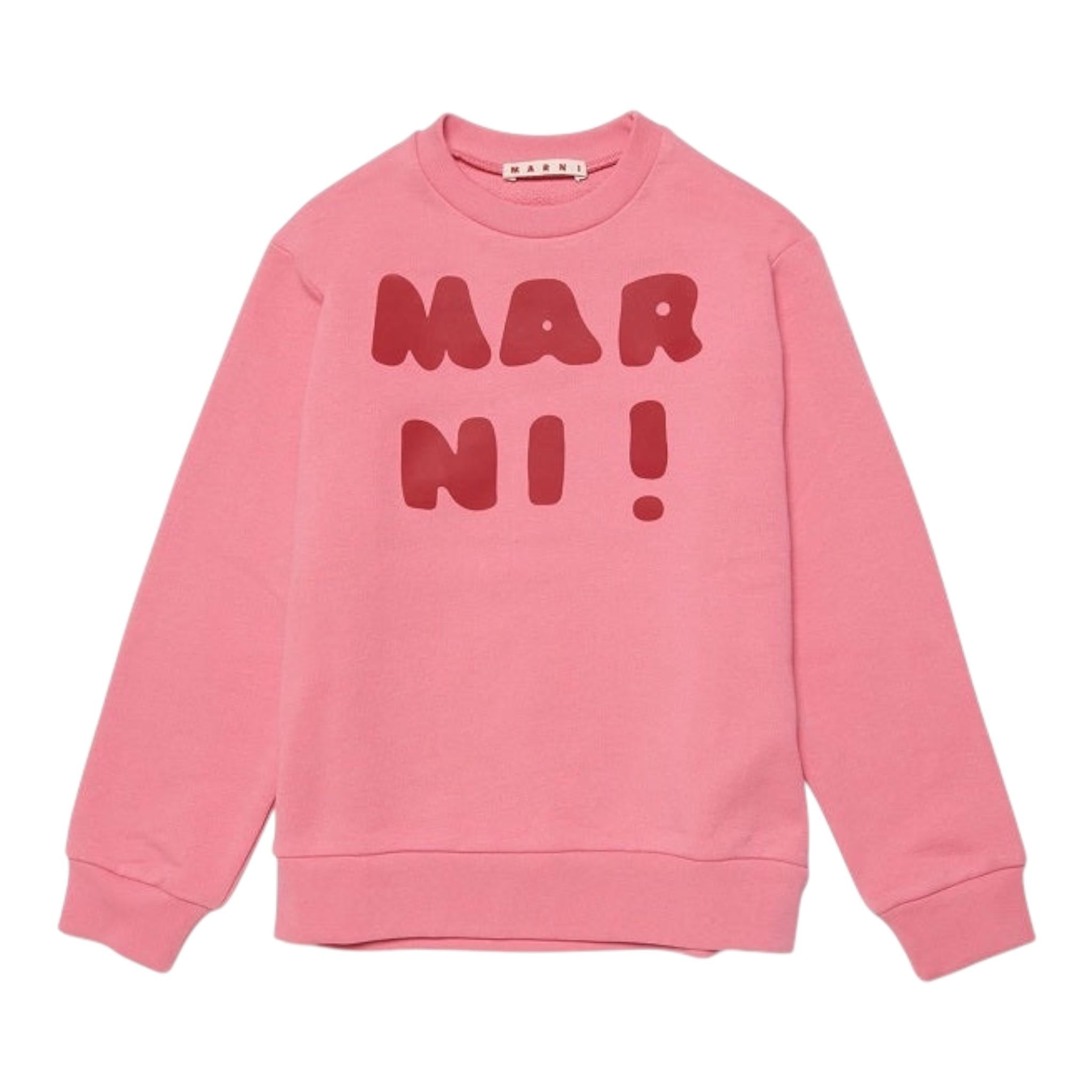 MARNI felpa tinta unita girocollo con stampa Rosa per Neonata M01002 ROSA MARNI 