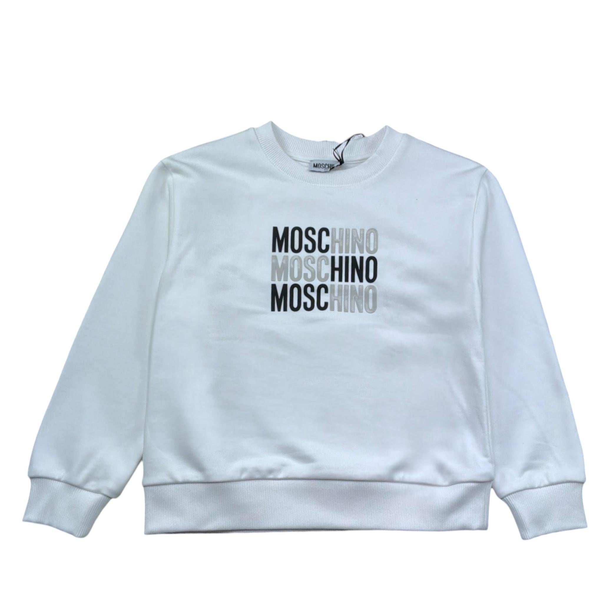 Moschino Felpa Girocollo Tinta Unita con Stampa per Bambino HRF078 BIANCO MOSCHINO 