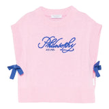 Philosophy Maglia Giromanica Tinta Unita con Stampa per Bambina I9E308X ROSA PHILOSOPHY 