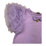Angel'S Face T-Shirt Girocollo Tinta Unita con Maniche In Tulle Lilla per Bambina