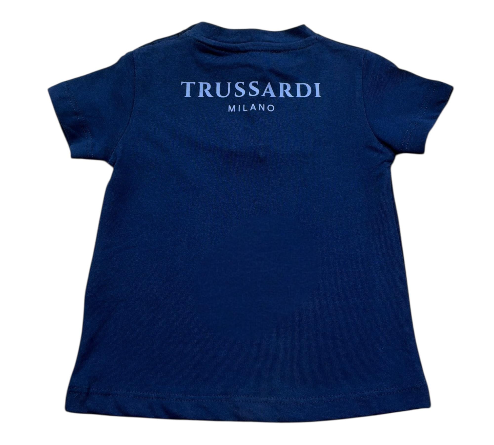 Trussardi T-Shirt Girocollo Tinta Unita con Stampa per Neonato TIP26093TS BLU TRUSSARDI 