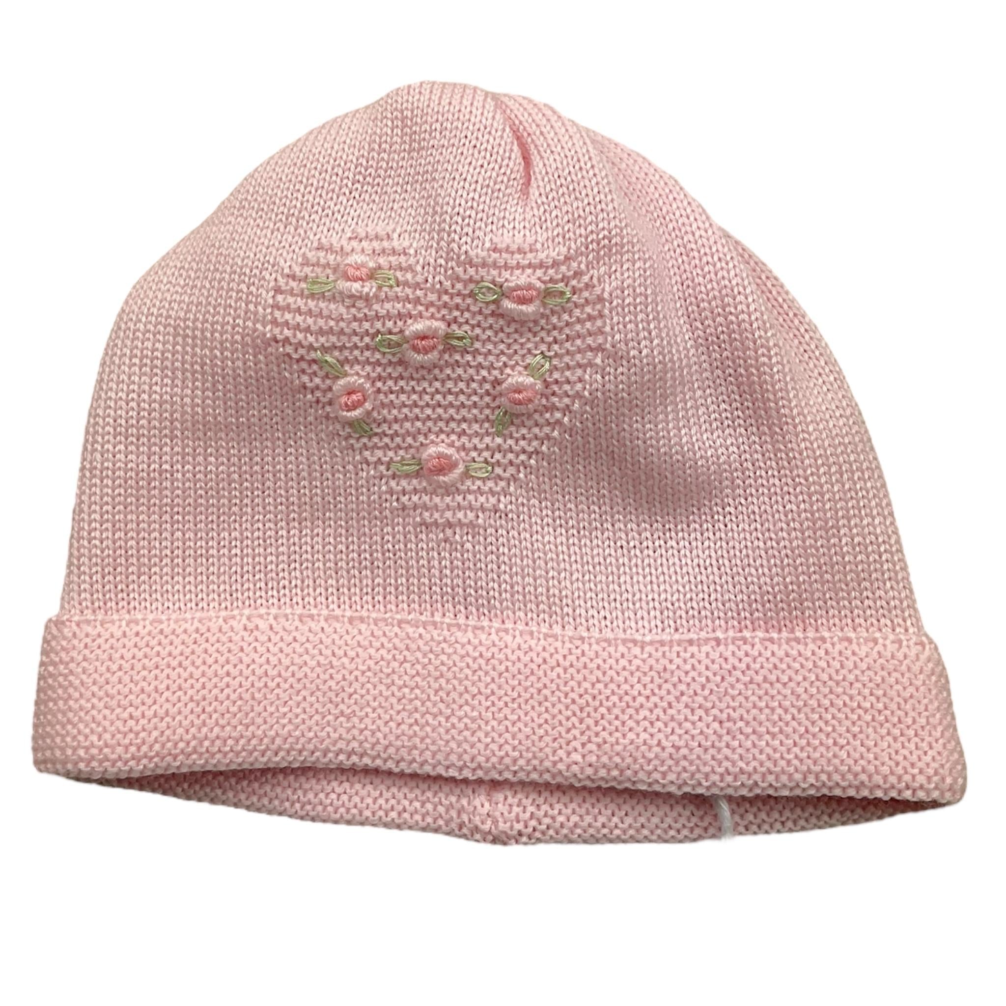 BABY LORD cappello tinta unita con ricami Rosa per Neonata 611 ROSA BABY LORD 
