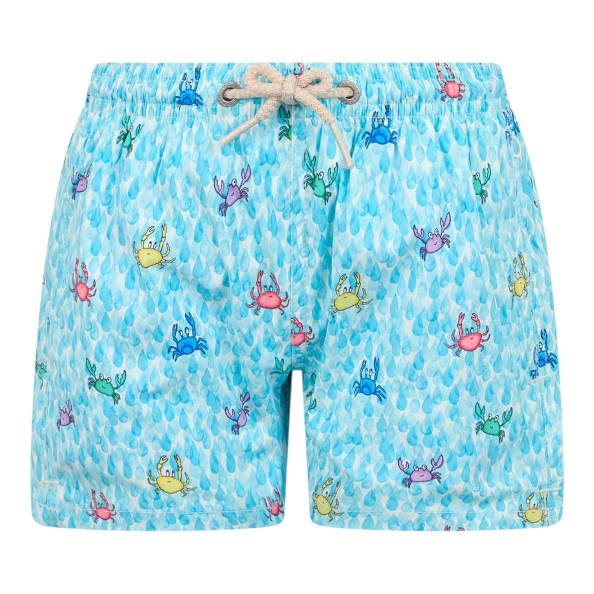 Saint Barth Costume Tinta Unita con Stampe Granchio per Bambino COMFORTLIGHT AZZURRO SAINT BARTH 