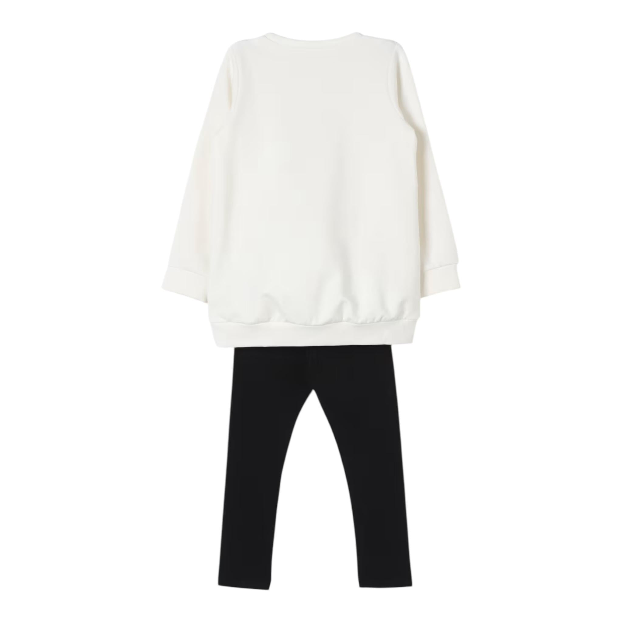 LIU JO completo 2pz felpa-leggins bicolore Panna/nero per Neonata KF4024 PANNA/NERO LIU JO 