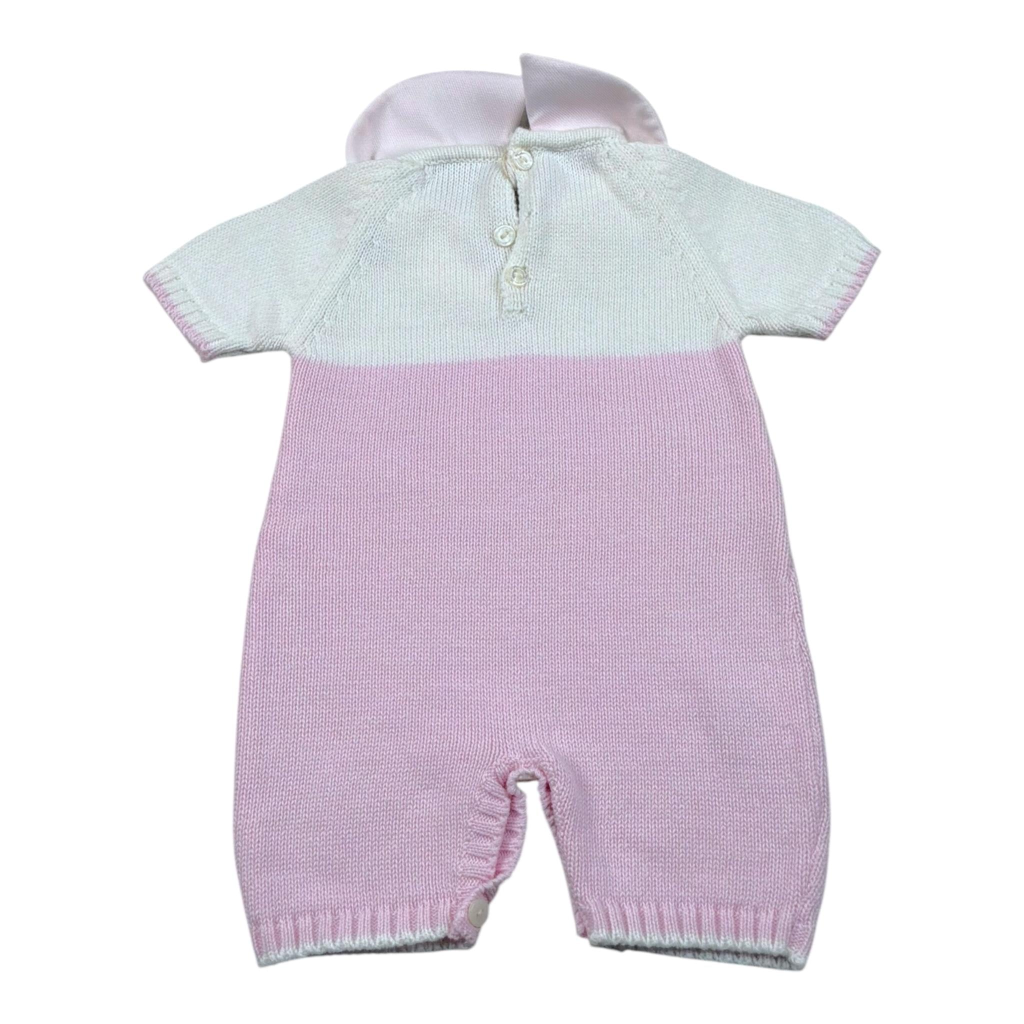 La Stupenderia Pagliaccetto Bicolore Mezza Manica con Colletto per Neonata SBTT52102103 BIANCO/ROSA LA STUPENDERIA 