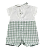 Barcellino Pagliaccetto Bicolore con Fantasia A Quadri per Neonato 120303 BIANCO BARCELLINO 