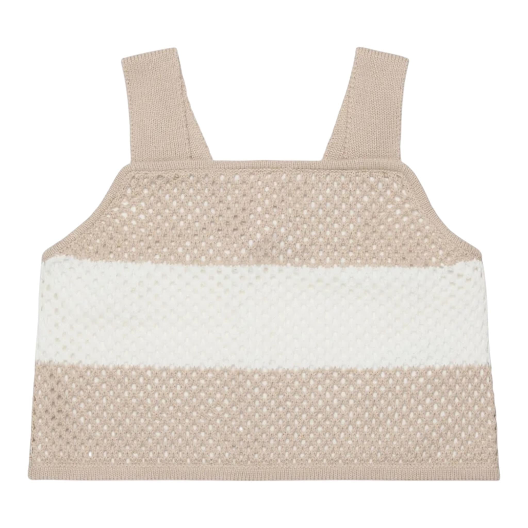 Max&Co. Top Bicolore Traforato per Bambina MX01822 BIANCO/BEIGE MAX&Co. 