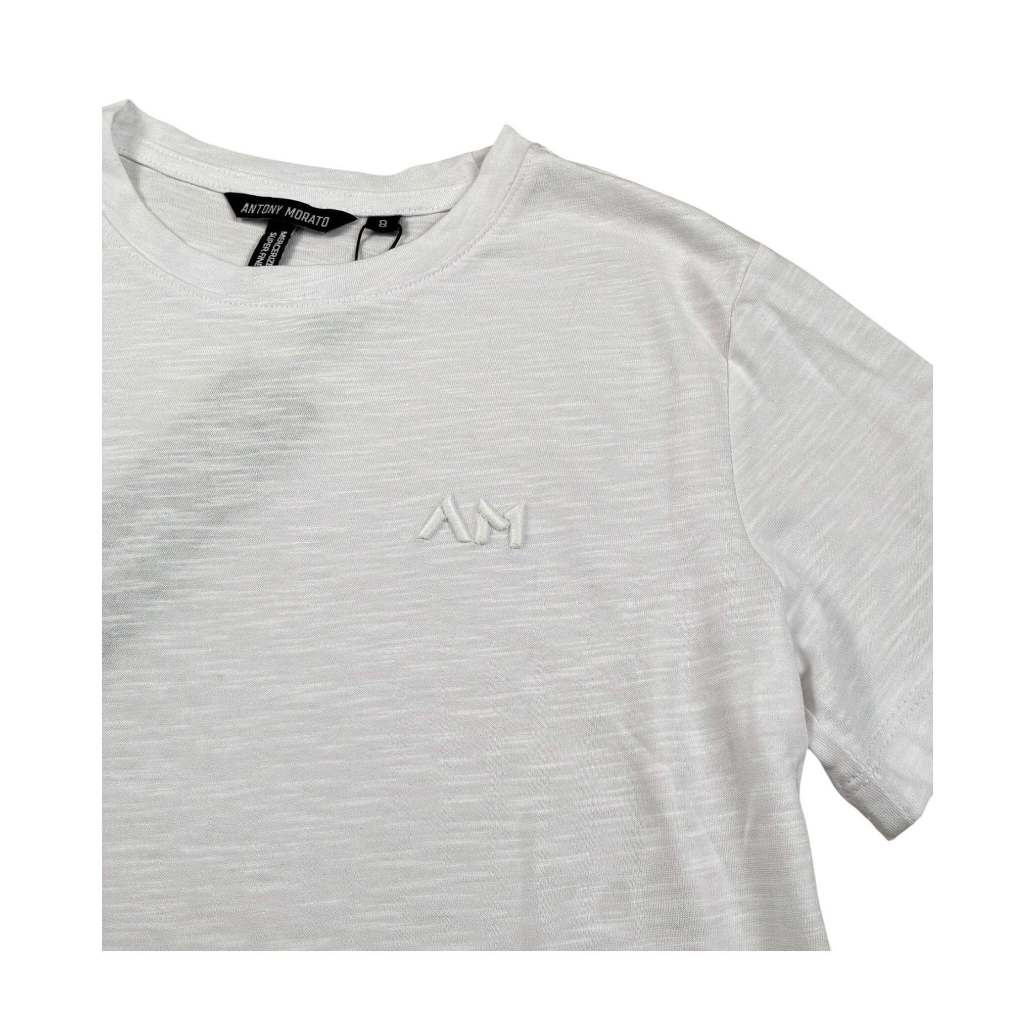 Antony Morato T-Shirt Girocollo Tinta Unitacon Logo per Bambino MKKS00708 BIANCO ANTONY MORATO 