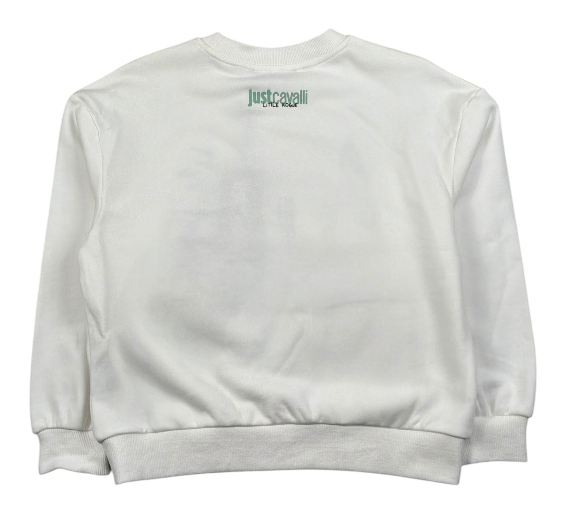 Just Cavalli Felpa Chiusa Girocollo Tinta Unita con Stampa per Bambino JBP26068FE BIANCO JUST CAVALLI 