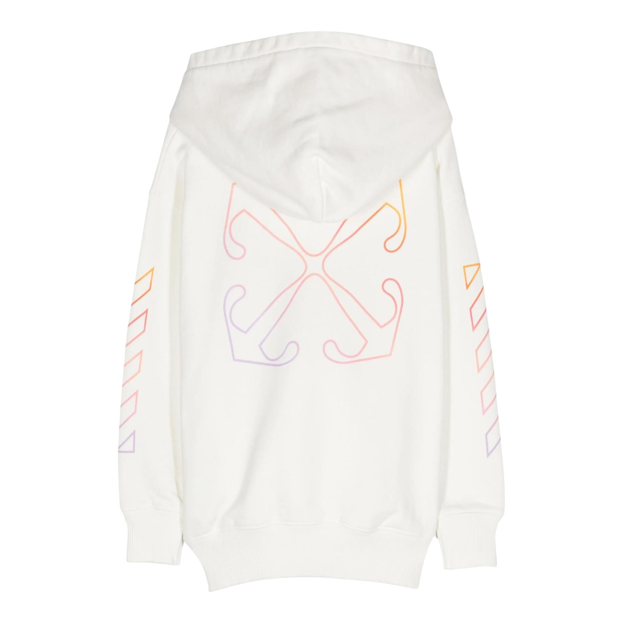 Off-White Felpa Tinta Unita con Cappuccio per Bambina OGBB002S24 BIANCO OFF-WHITE 