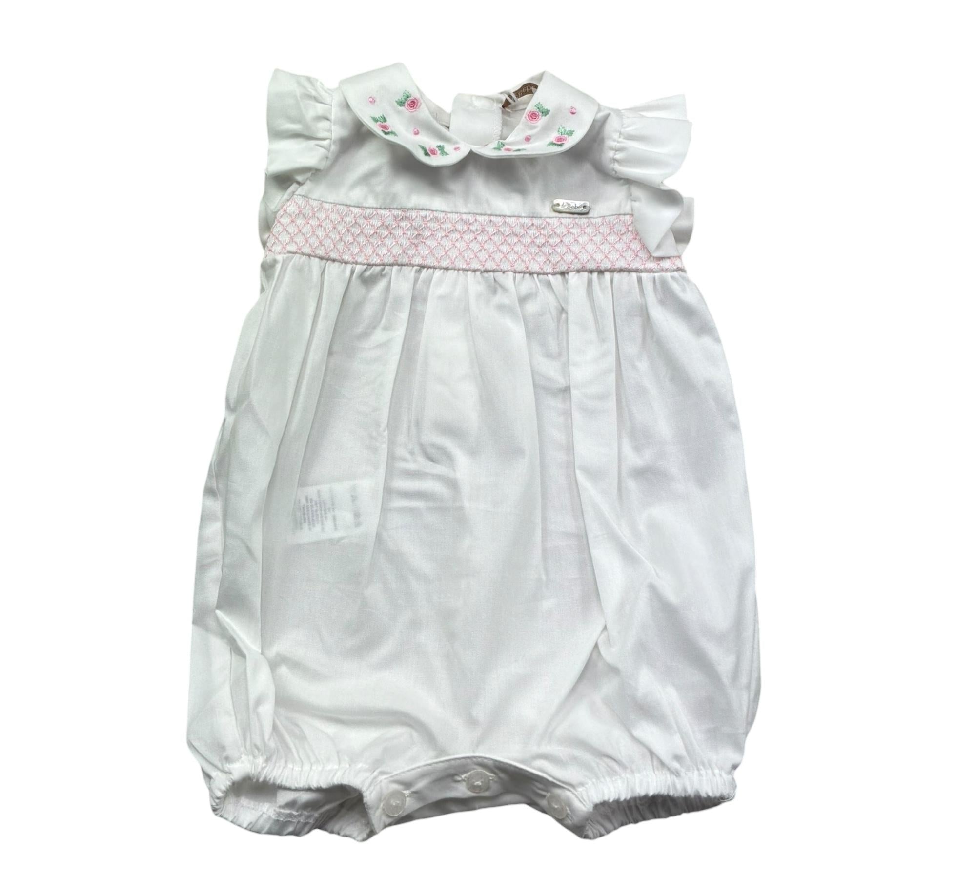 Le Bebe Pagliaccetto Mezza Manica Tinta Unita per Neonata LBG6225 BIANCO LE BEBE 