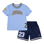 Jordan Completo Tinta Unita 2 Pezzi T-Shirts-Bermuda per Neonato 65D969 AZZURRO JORDAN 