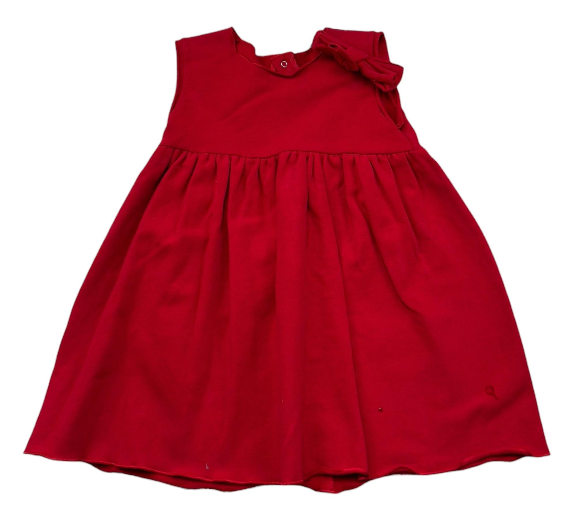 Le Bebe Abito Giromanica Tinta Unita con Fiocco per Bambina LBG0916J ROSSO LE BEBE 