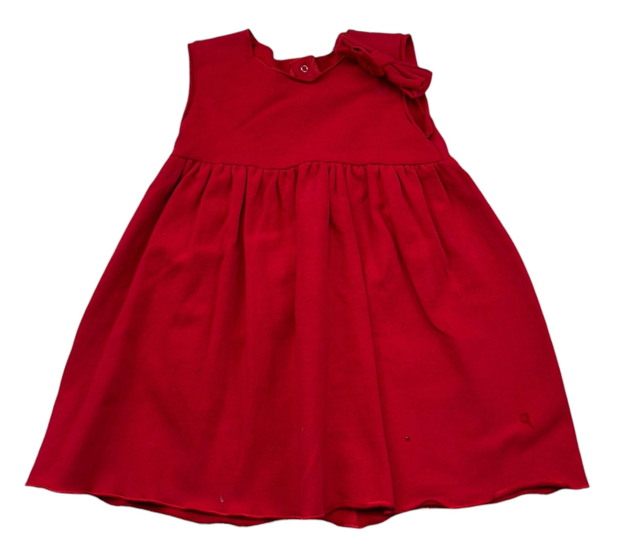 Le Bebe Abito Giromanica Tinta Unita con Fiocco per Bambina LBG0916J ROSSO LE BEBE 