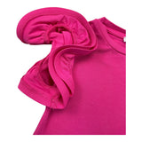 M+E' T-Shirt Tinta Unita Girocollo con Maniche Rouches Fuxia per Neonata
