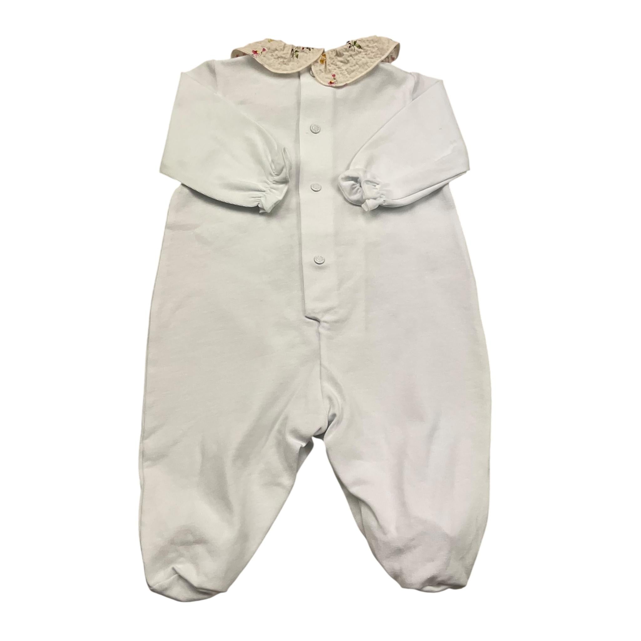 Barcellino Tutina Manica Lunga Tinta Unita con Ricami per Neonata 121007 BIANCO BARCELLINO 