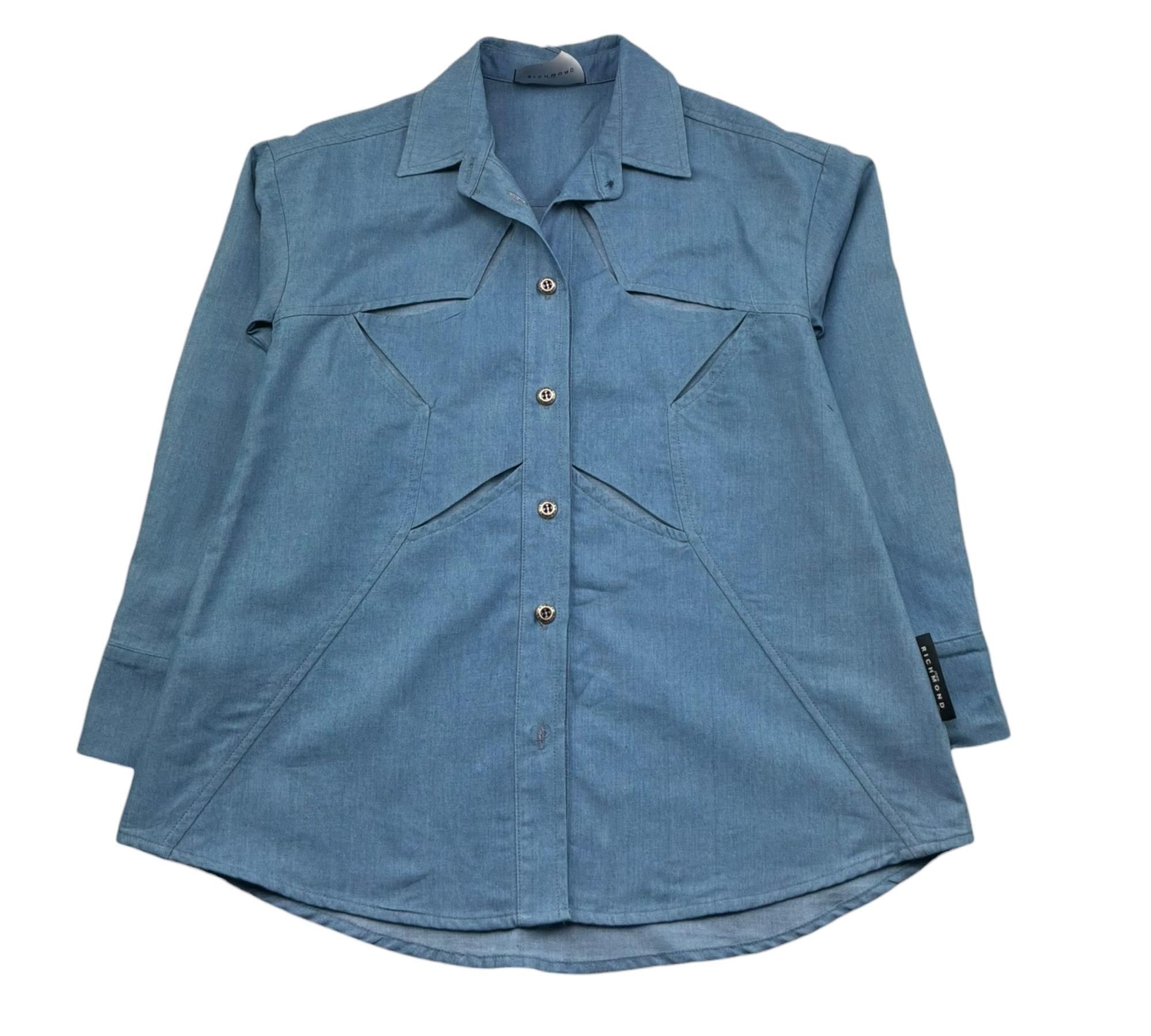 John Richmond Camicia In Denim Tinta Unita Manica Lunga per Bambina RGP26070CA AZZURRO JOHN RICHMOND 