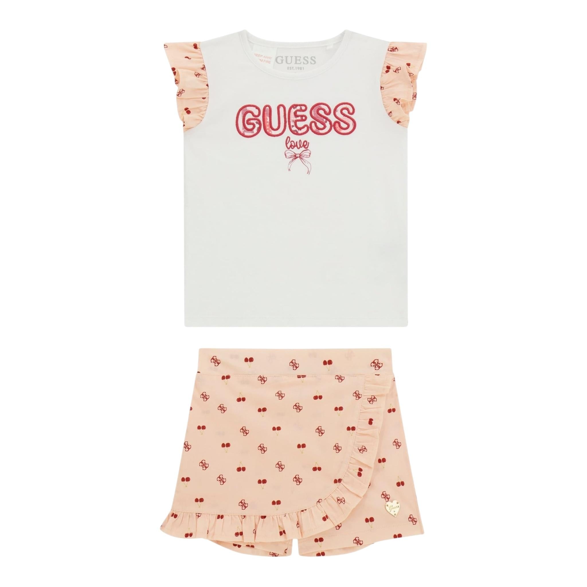 Guess Completo 2 Pezzi Short-T-Shirt per Bambina K5GG00K6YW4 BIANCO GUESS 