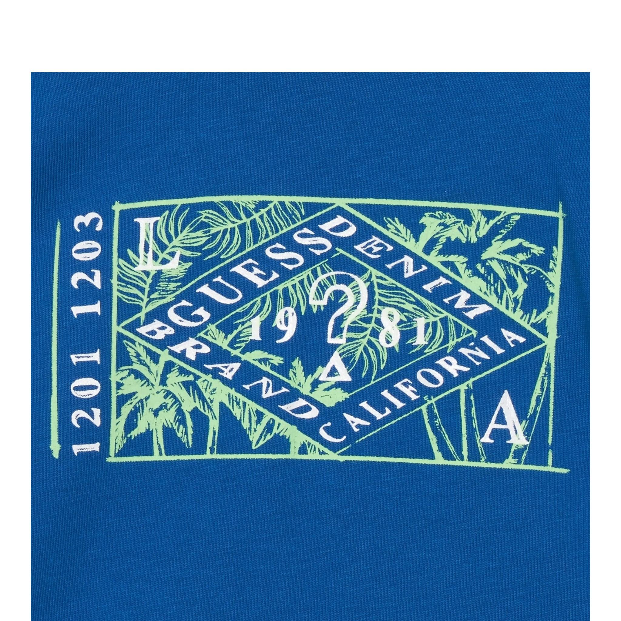 Guess T-Shirt Gircollo Tinta Unita con Stampa per Neonato I2GI06K8HM0 BLU GUESS 